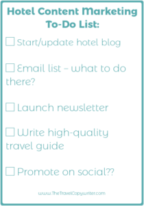 hotel content marketing checklist